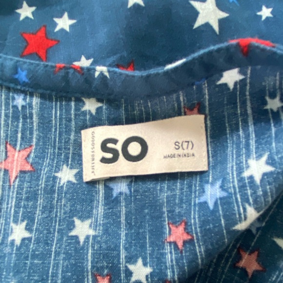 SO Girl’s Blue Tiered Ruffle Multi Star Dress Size: 7 - Picture 4 of 5